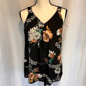 Women's Maurices Black Floral Tank Top, Small​​​​